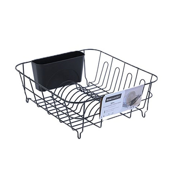 Lemon & Lime WIRE DISH RACK W/ CUTLERY HOLDER 37X33X13.5CM BLACK