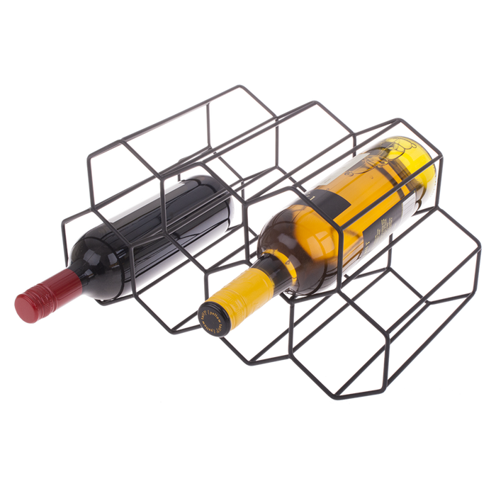HEXAGONAL WINE RACK 9 BOTTLE BLACK