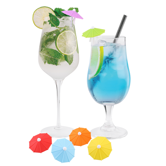 DRINK MARKER PARASOL CLIPS SET 6 ASST. COLOURS