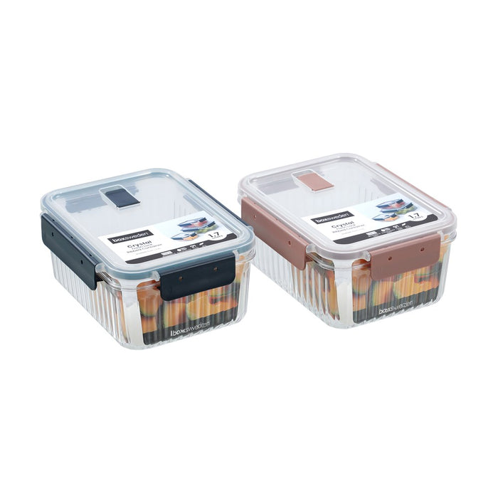 Lemon & Lime CRYSTAL RIBBED FOOD CONTAINER 1.7L 21X16X9.3CM
