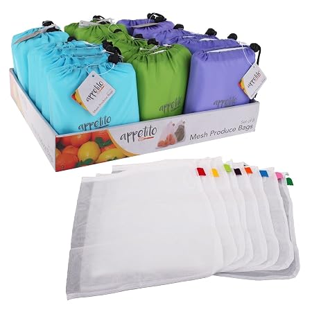 MESH PRODUCE BAG SET 8 W/POUCH (CDU 18)