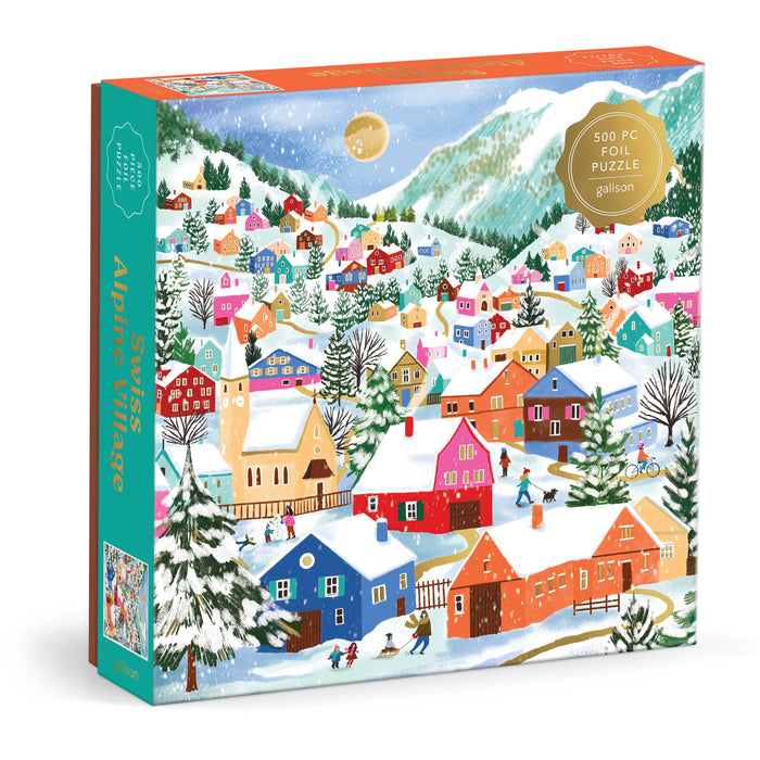Galison Swiss Alpine Village Foil Puzzle - 500pc Multi-Coloured