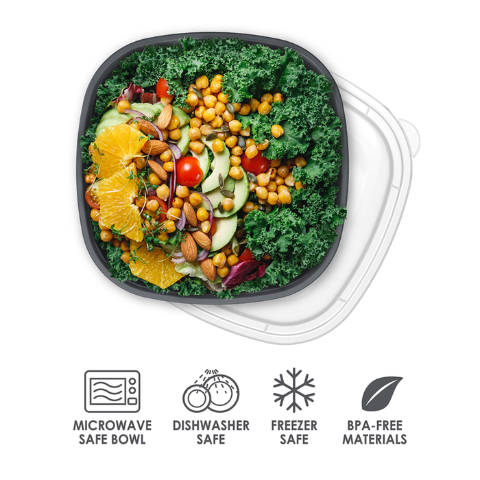 "PREP" 1 COMPARTMENT BOWL 10 PACK GRAPHITE