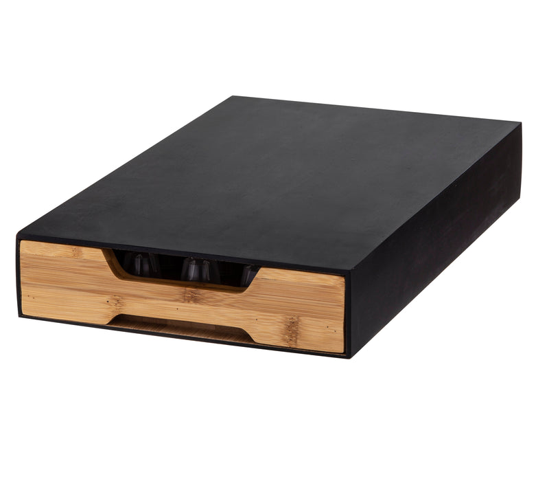 Leaf & Bean Bamboo Coffee Machine Board with Capsule Drawer Black & Natural