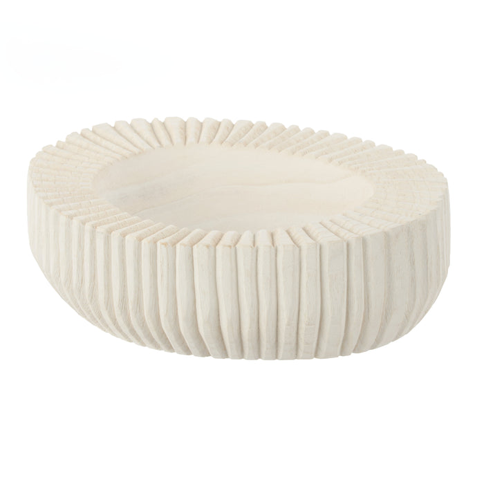 Amalfi Picton Ribbed Timber Bowl White