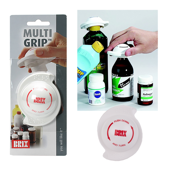 Brix Multigrip Safety Cap Bottle Opener - White"MULTIGRIP" SAFETY CAP BOTTLE OPENER WHITE