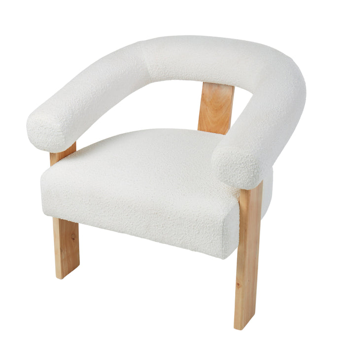 Amalfi Boucle and Wood Curved Armchair White & Natural