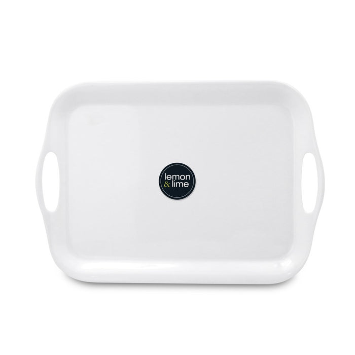 Lemon & Lime MELAMINE TRAY WITH HANDLES 41X28.5CM WHITE