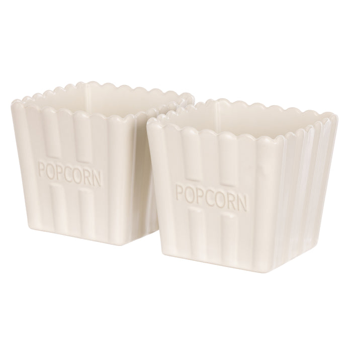 Davis & Waddell Peggy Small Stoneware Popcorn Bowls 2pcs Set Off White