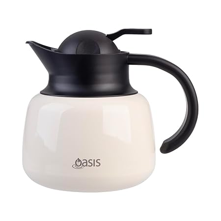 S/S D/WALL INS. TEA POT W/ STRAINER 750ML IVORY