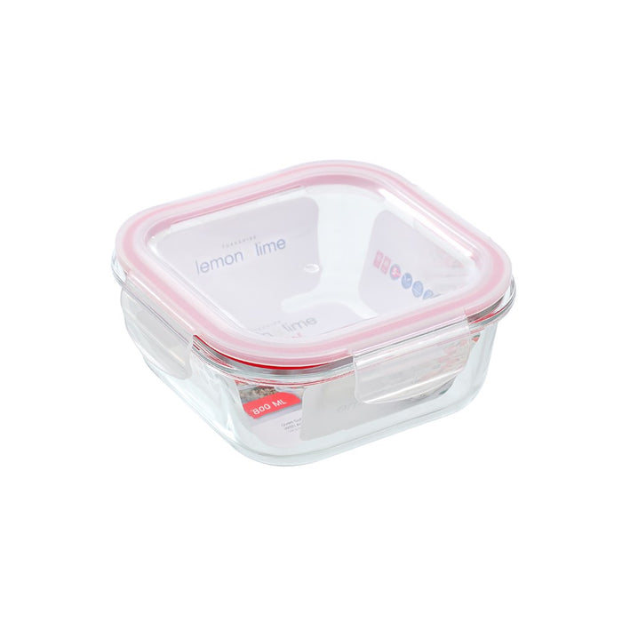 Lemon & Lime YORKSHIRE GLASS SQUARE CLIP SEAL CONTAINER 800ML
