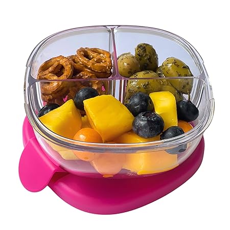 SNACK BOWL 3 COMPARTMENT 384ML RASPBERRY PINK