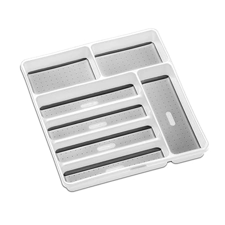 LARGE 7 COMPARTMENT CUTLERY TRAY 40.5 X 35.5 X 4.7CM WHITE