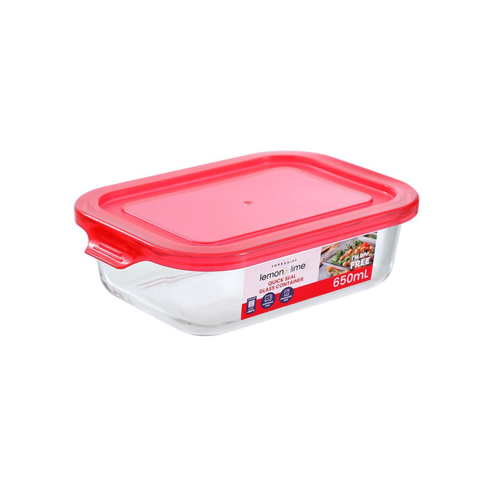 Lemon & Lime YORKSHIRE GLASS RECTANGLE QUICK SEAL CONTAINER 650ML
