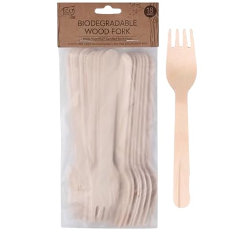 Eco Basics Biodegradable Wood Fork - 18pcs