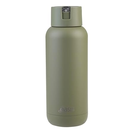 CERAMIC LINED S/S T/WALL INS. DRINK BOTTLE 1L OLIVE GREEN