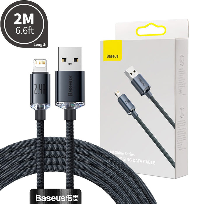 CW-FXP Baseus Crystal Shine Series Fast Charging Data Cable USB to iP 2.4A 2m-Black