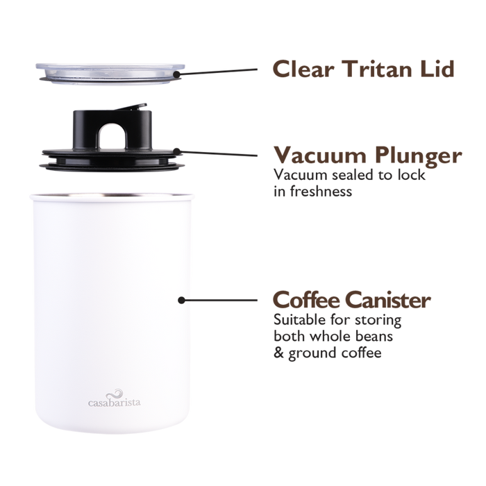 S/S VACUUM COFFEE CANISTER 1.3L WHITE