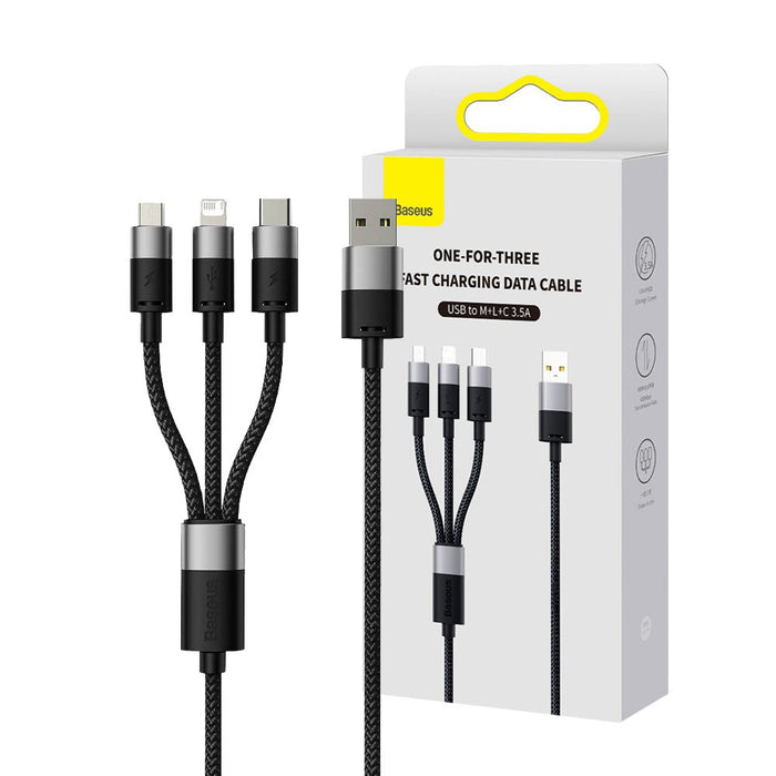 Baseus StarSpeed 1-for-3 Fast Charging Data Cable USB to M+L+C 3.5A 1.2m