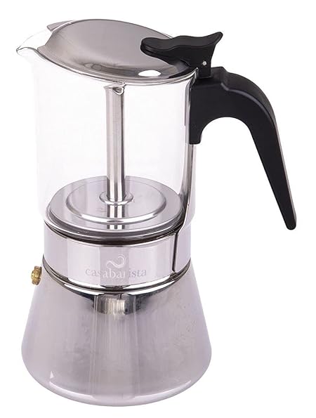 "CAPRI" 3 CUP GLASS TOP S/S ESPRESSO MAKER