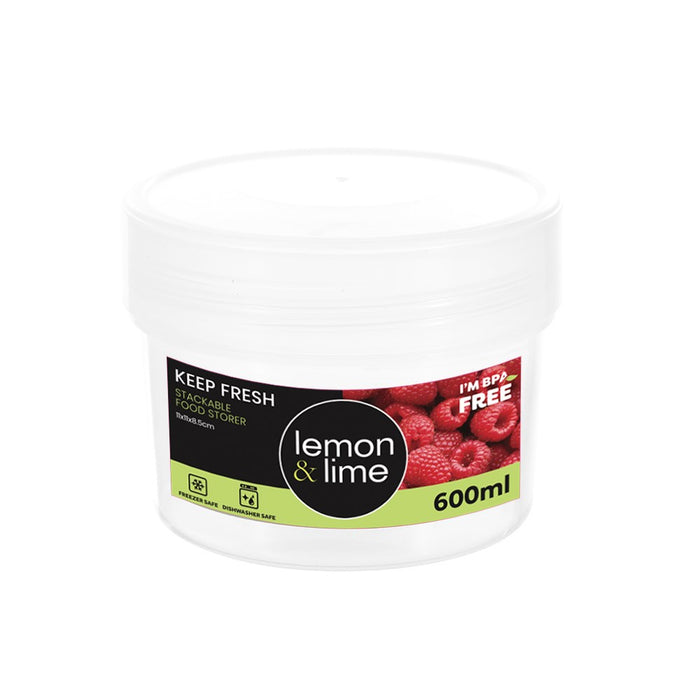 Lemon & Lime KEEP FRESH STACKABLE FOOD STORER 600ML 11X11X8.5CM