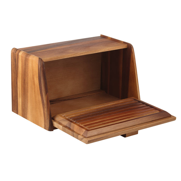 Davis & Waddell Acacia Wood Bread Box with Bread Board Lid Natural