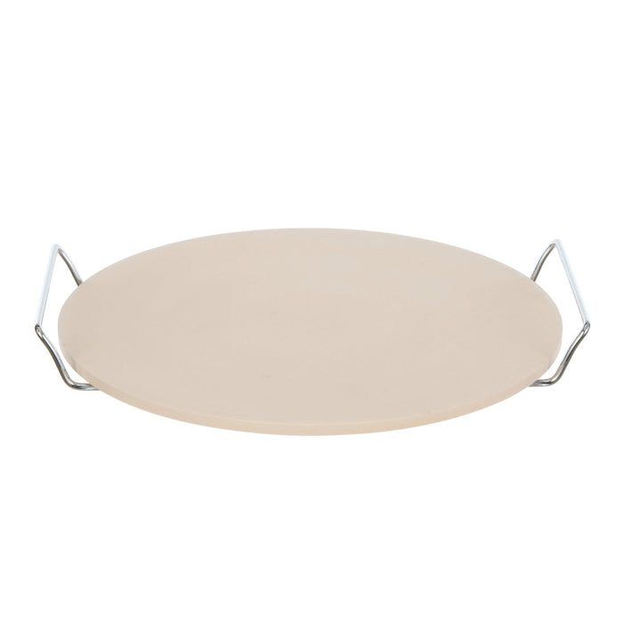 MasterPro 33cm Pizza Stone with Reversible Rack Natural & Silver