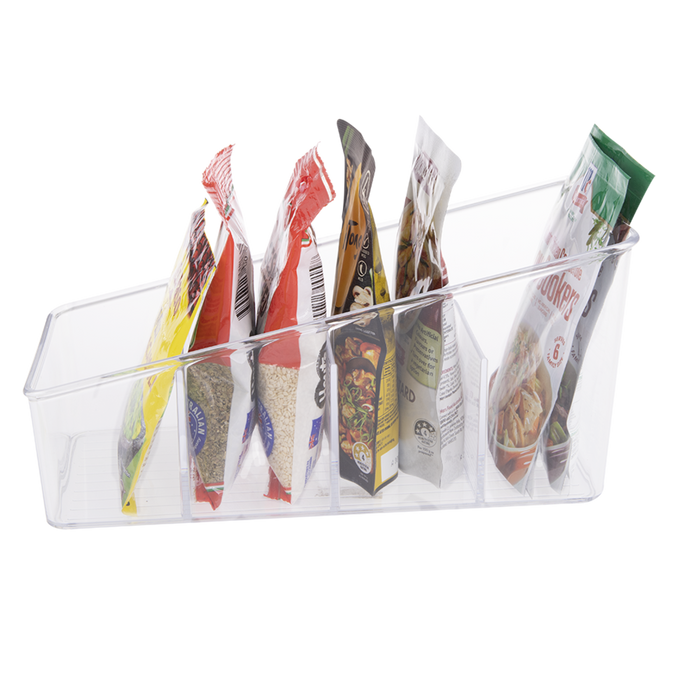 4 COMPARTMENT PACKET ORGANISER 26.5 X 13 X 13CM CLEAR