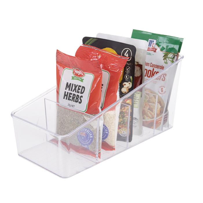 4 COMPARTMENT PACKET ORGANISER 26.5 X 13 X 13CM CLEAR