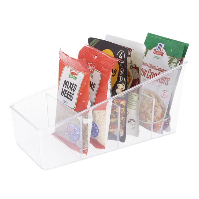4 COMPARTMENT PACKET ORGANISER 26.5 X 13 X 13CM CLEAR