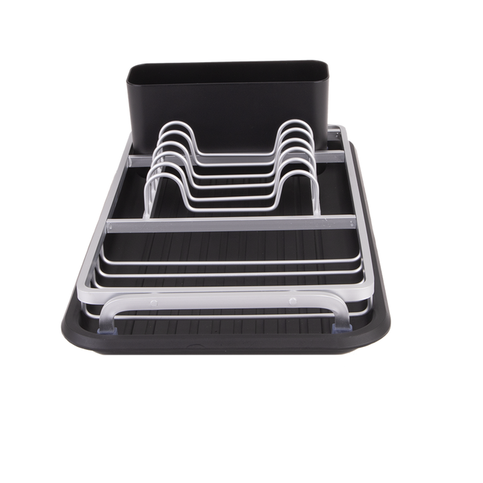 ALUM. COMPACT DISH RACK W/DRAINING BOARD 43 X 23.5 X 12CM