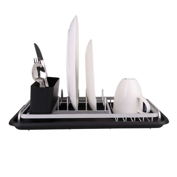 ALUM. COMPACT DISH RACK W/DRAINING BOARD 43 X 23.5 X 12CM