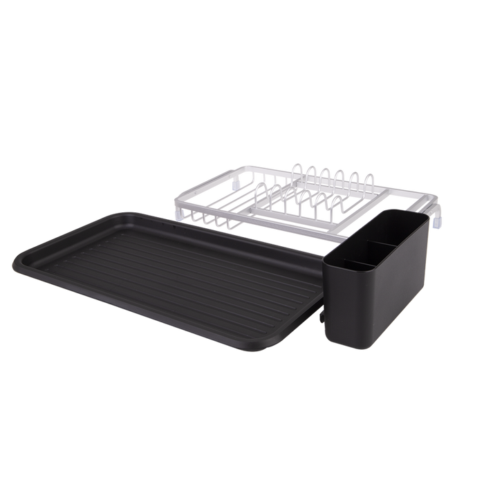 ALUM. COMPACT DISH RACK W/DRAINING BOARD 43 X 23.5 X 12CM