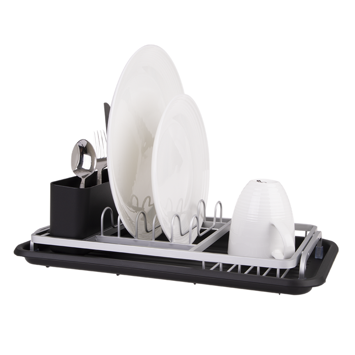 ALUM. COMPACT DISH RACK W/DRAINING BOARD 43 X 23.5 X 12CM