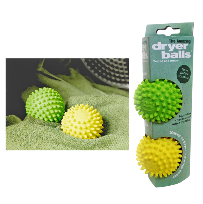 "DRYER BALLS" SET 2 YELLOW/GREEN