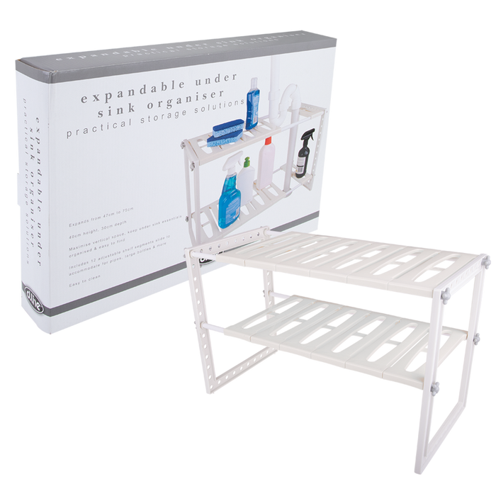 EXPANDABLE UNDER SINK ORGANISER WHITE