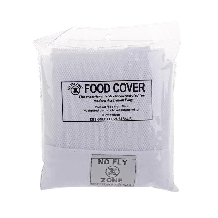 "NO FLY ZONE" TABLE-THROW FOOD COVER WHITE