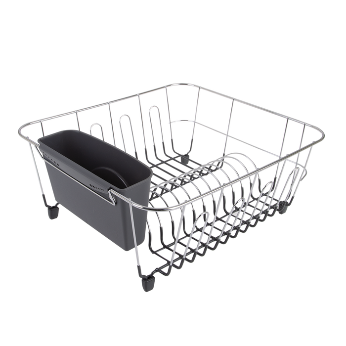 SMALL DISH DRAINER CHR/PVC W/CADDY 36.5 X 32.5 X 14.5CM CHARCOAL