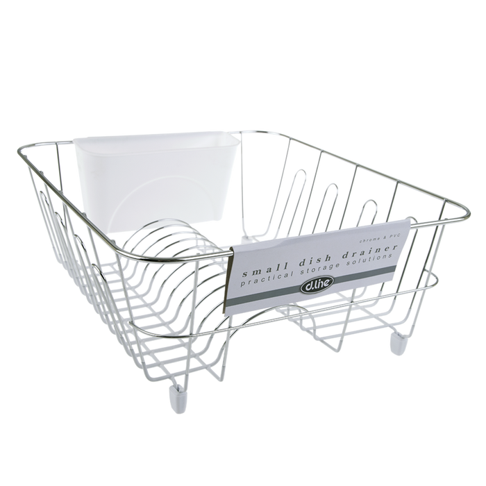 SMALL DISH DRAINER CHR/PVC W/CADDY 36.5 X 32.5 X 14.5CM WHITE