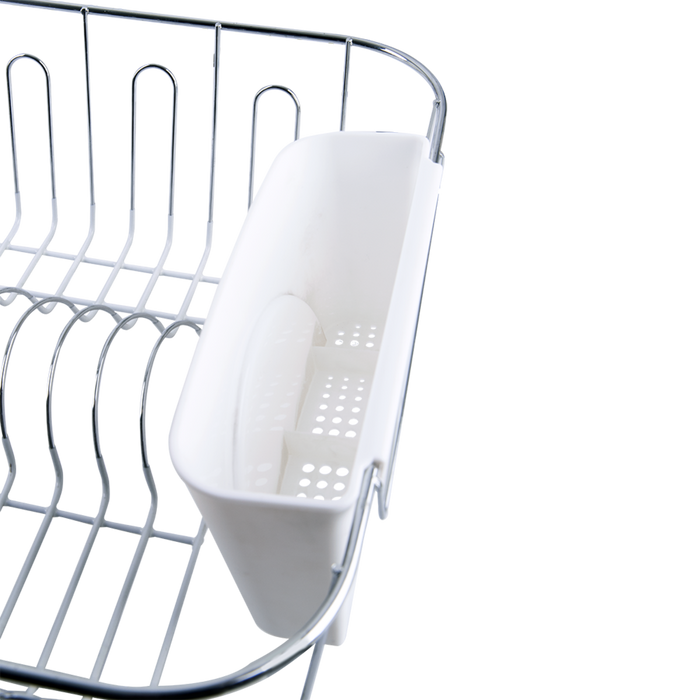 SMALL DISH DRAINER CHR/PVC W/CADDY 36.5 X 32.5 X 14.5CM WHITE