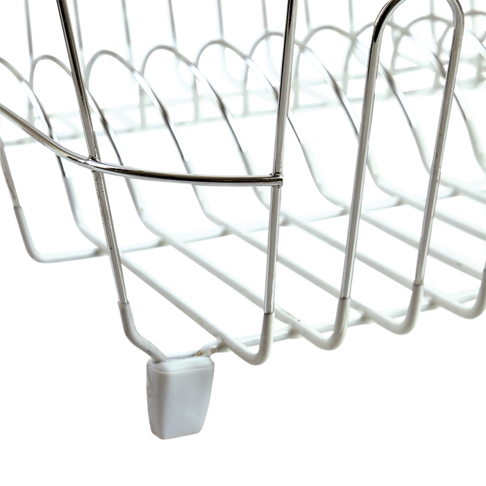 SMALL DISH DRAINER CHR/PVC W/CADDY 36.5 X 32.5 X 14.5CM WHITE