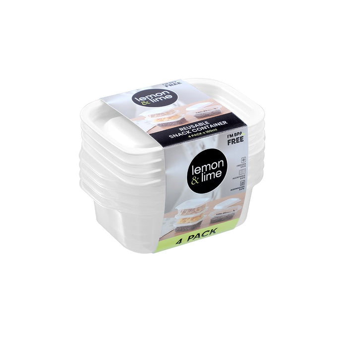 Lemon & Lime REUSABLE LUNCH CONTAINER RECT 4PK 180ML