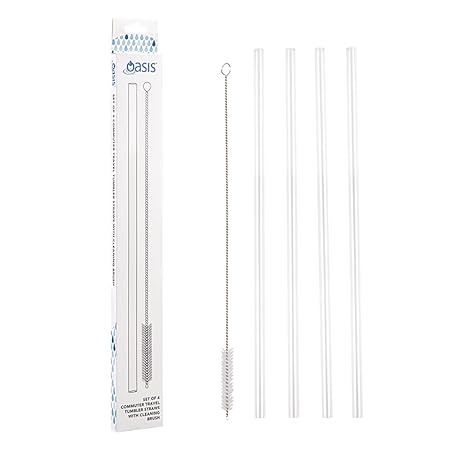 TRAVEL TUMBLER STRAWS SET 4 W/CLEANING BRUSH