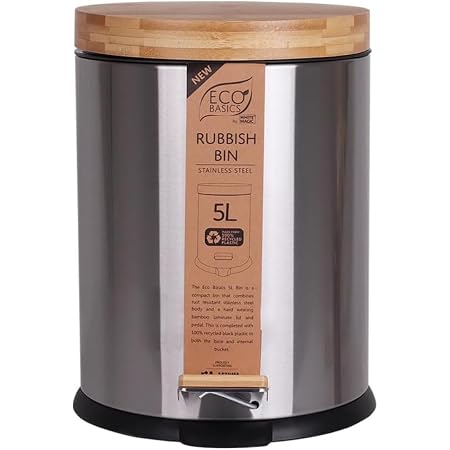 Eco Basics Rubbish Bin 5L - Stainless Steel