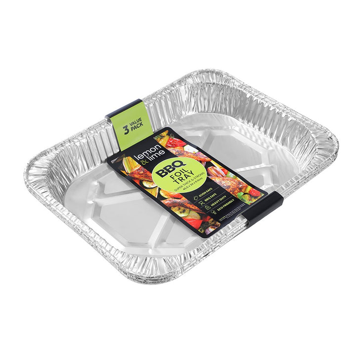 Lemon & Lime FOIL BAKING TRAYS 3PK LARGE 45.5X34X6.5CM SHELF READY PDQ