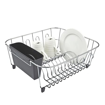 SMALL DISH DRAINER CHR/PVC W/CADDY 36.5 X 32.5 X 14.5CM CHARCOAL