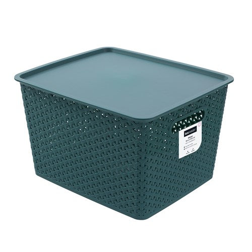 Boxsweden Wicker Basket Lidded 19L 36X30X22.5Cm 3 Asstd