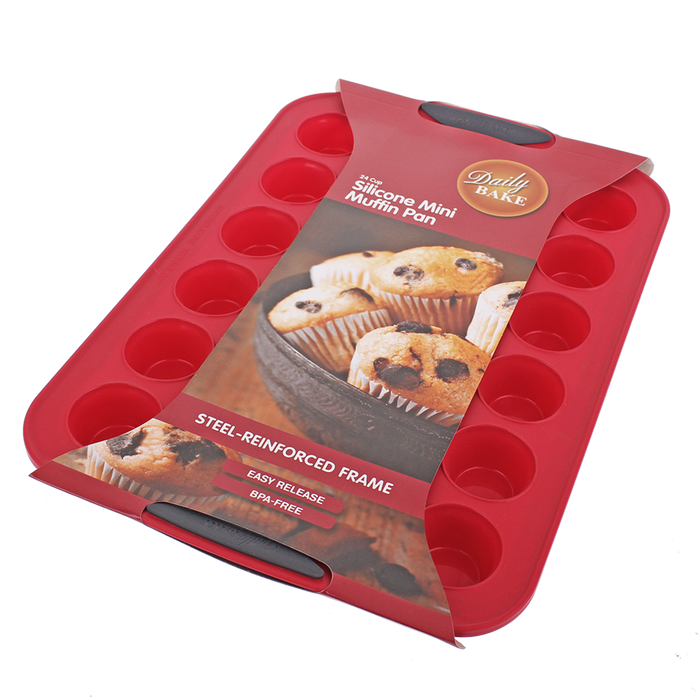 24 CUP MINI MUFFIN PAN 36.5 X 25.5CM RED