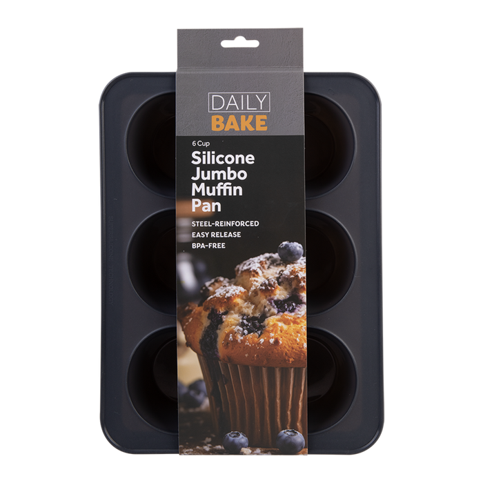 6 CUP JUMBO MUFFIN PAN 32.5 X 24.5CM CHARCOAL