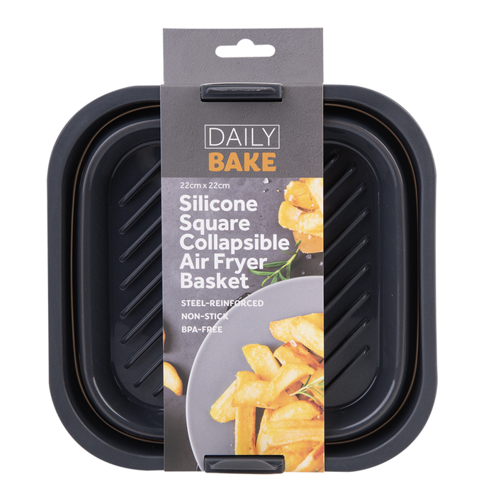 SQUARE COLLAPSIBLE BASKET 22 X 22CM CHARCOAL